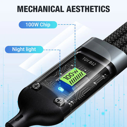 ⚡Super brzo punjenje od 100 W! 🔥3-u-1 prozirni podatkovni kabel🔥