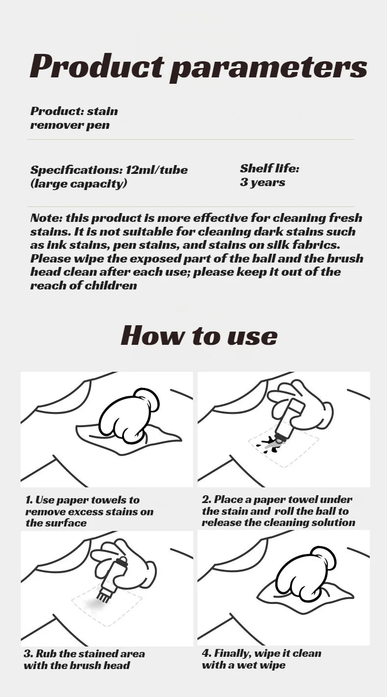 🧥Prijenosna olovka za uklanjanje mrlja｜👔Nježno uklanjanje mrlja bez oštećenja odjeće!