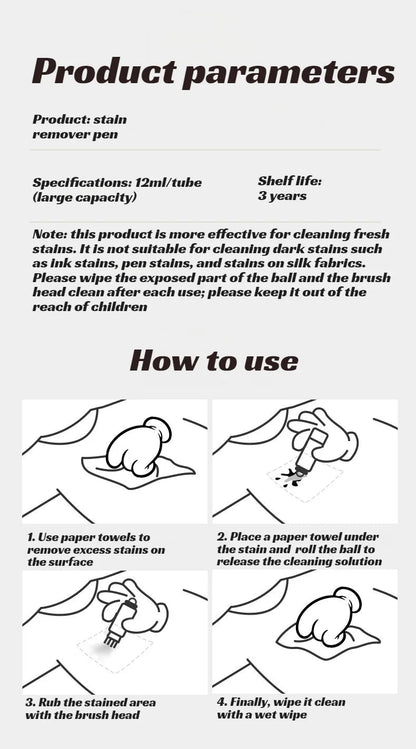 🧥Prijenosna olovka za uklanjanje mrlja｜👔Nježno uklanjanje mrlja bez oštećenja odjeće!