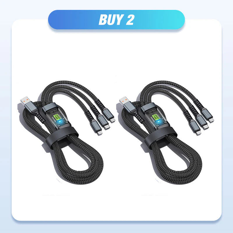 ⚡Super brzo punjenje od 100 W! 🔥3-u-1 prozirni podatkovni kabel🔥